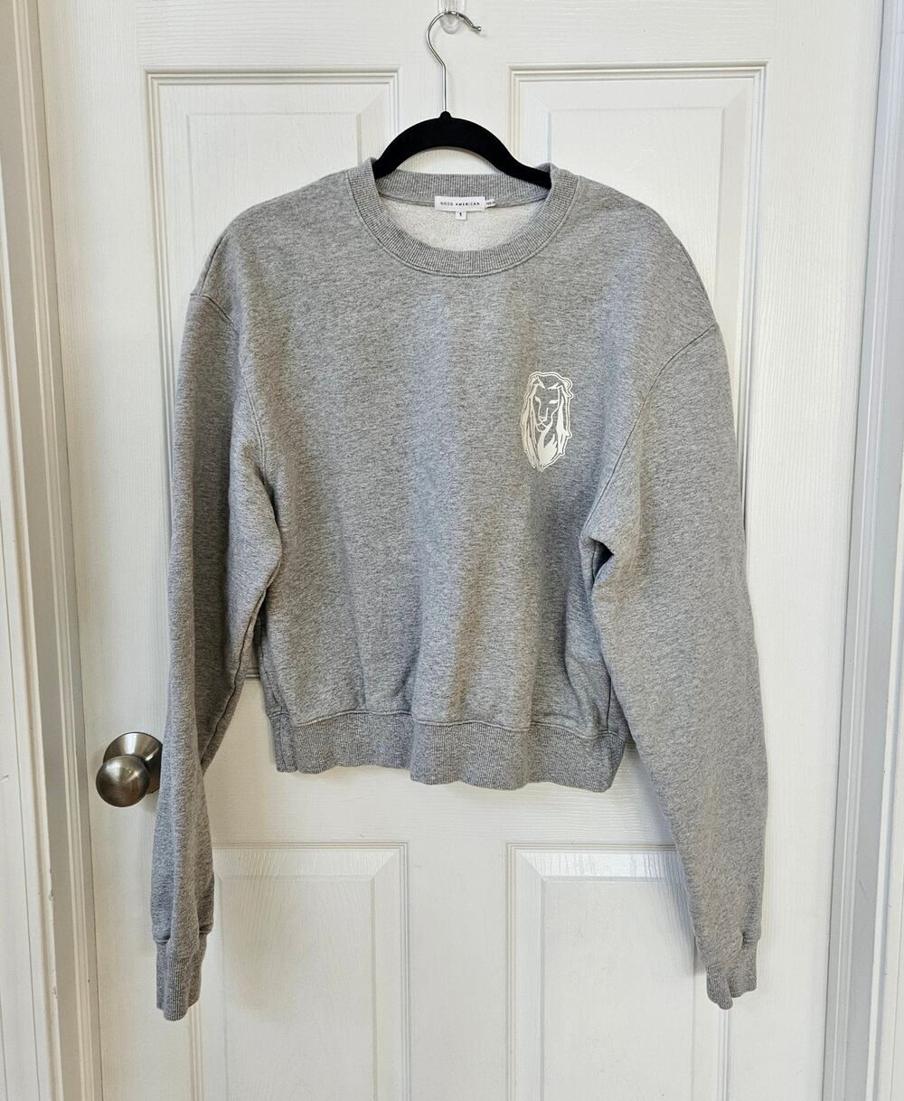 Good American Gray Leo Zodiac Cropped Sweatshirt Size 1 Small